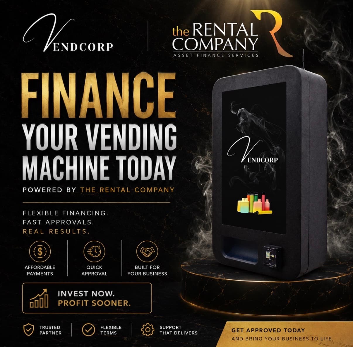 Vendcorp and The Rental Company — finance your vending machine